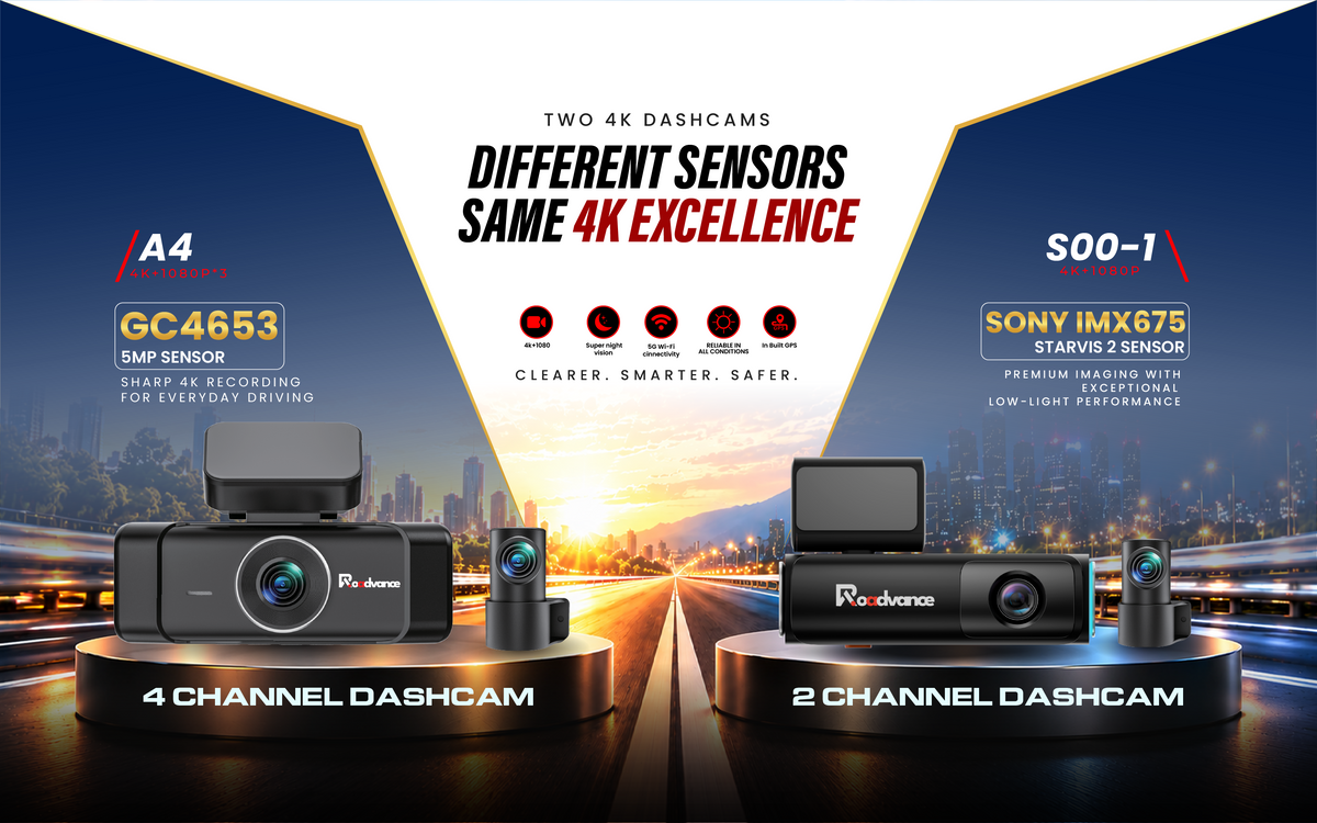 Roadvance A4 4 channel dashcam and S00-1 4K dash cam