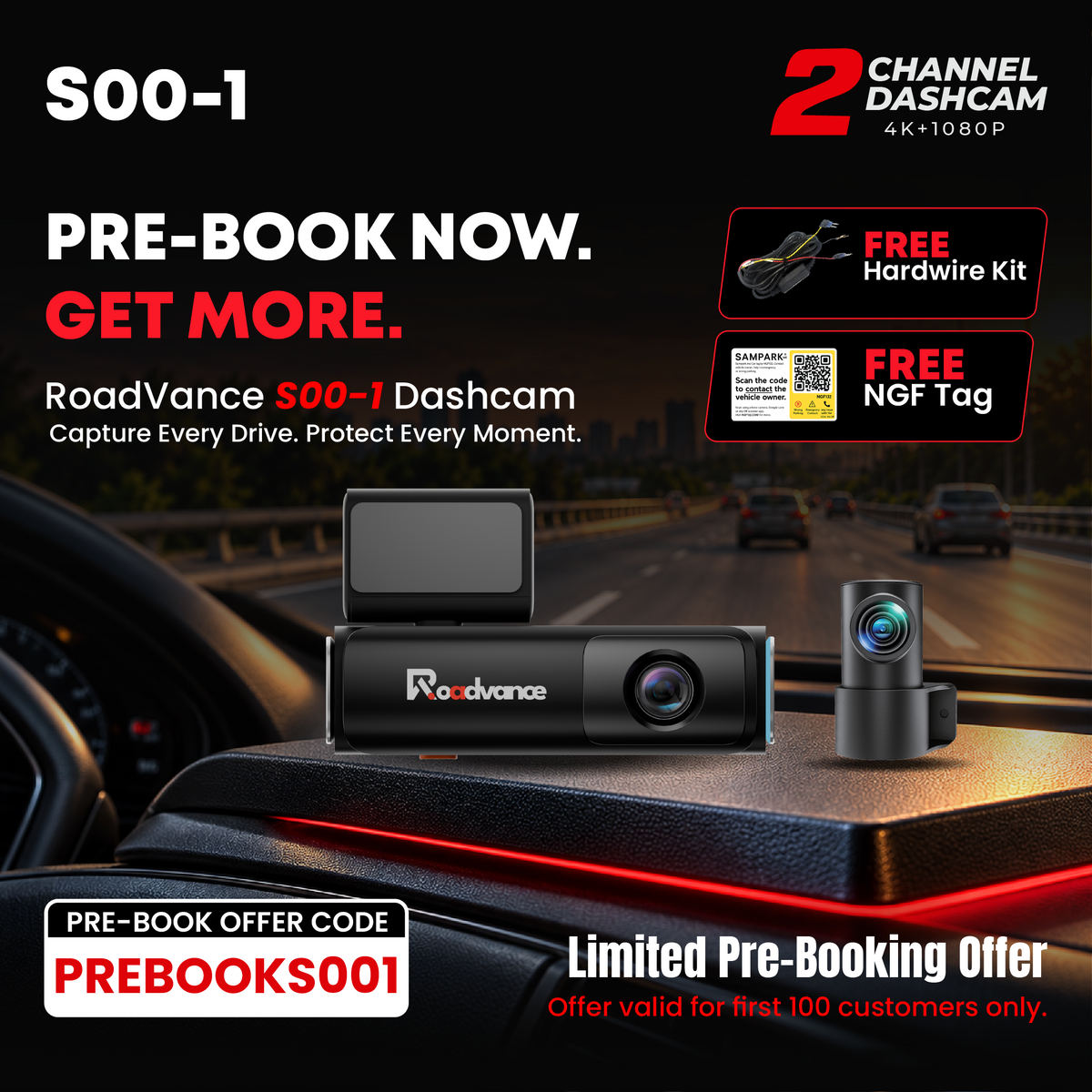 Roadvance S00-1 4K Dual-Channel Dashcam