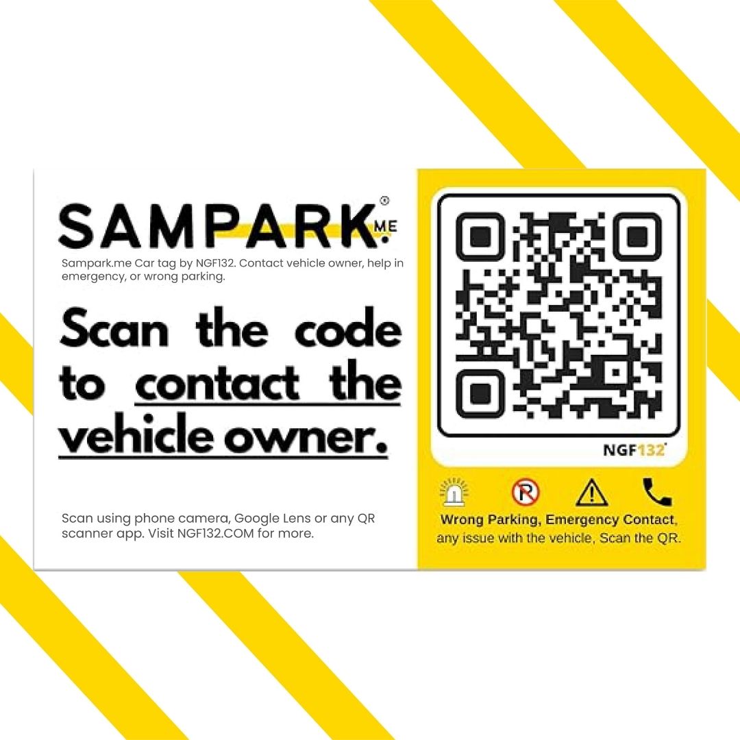 Sampark.Me (NGF132) – CAR Parking Tag ,Receive car updates via SMS, WhatsApp, Phone Call, Video Call, or GPS – with lifetime validity.