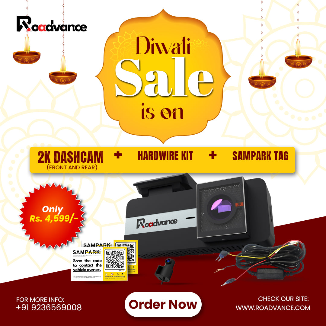 Diwali Sale is ON! 2K Dual Dash Cam Front & Rear | H.265 Compression, 256GB Support, Seamless Loop Recording, in Built wifi, App support