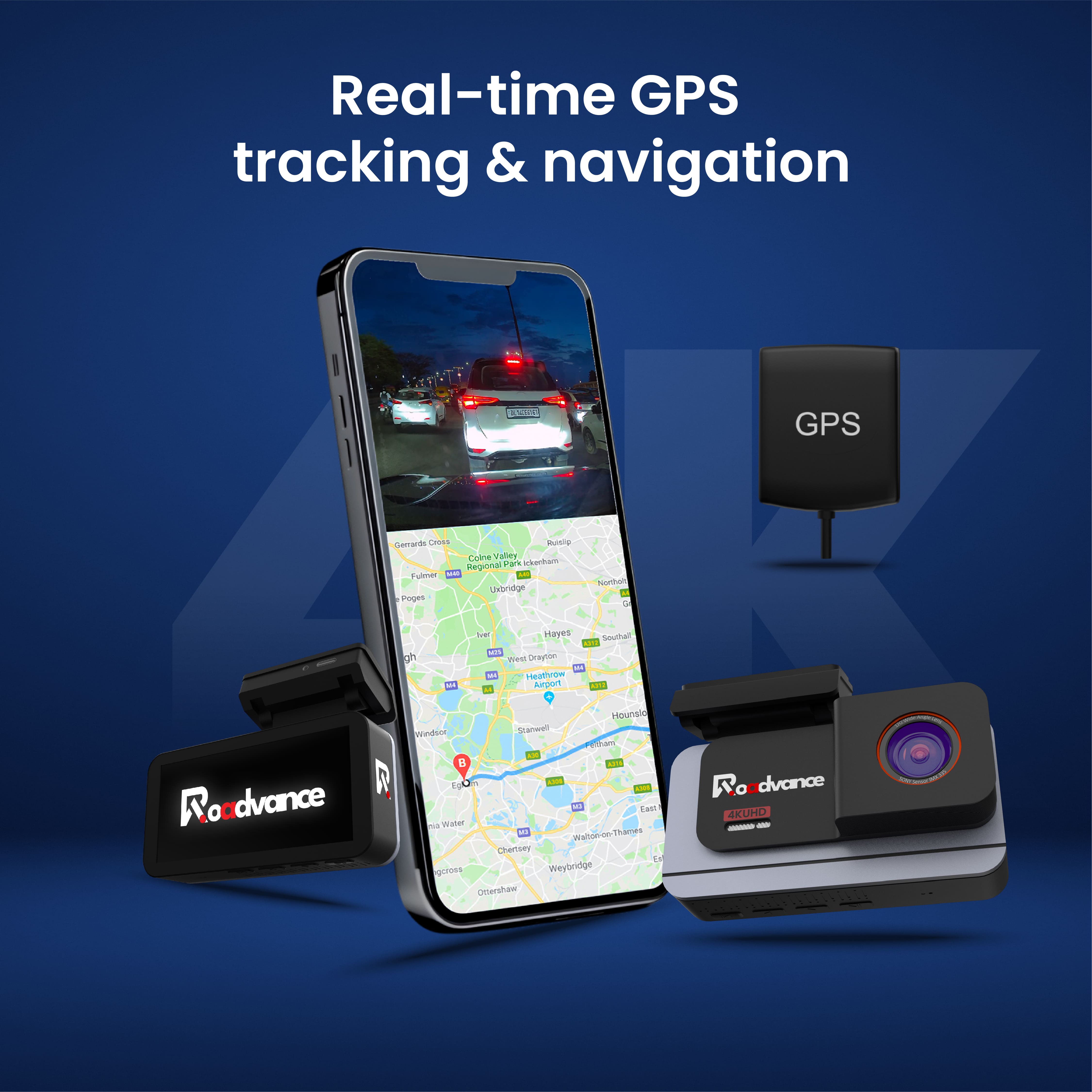 DashCam 4K Front and Rear 1080P, Sony STARVIS Sensor, WDR, Super Capacitor, Built-in WiFi, External GPS(max accuracy), Dual Dash Camera for Cars with Hardwire kit, Loop Recording, Night Vision, Parking Mode, Smart App Control