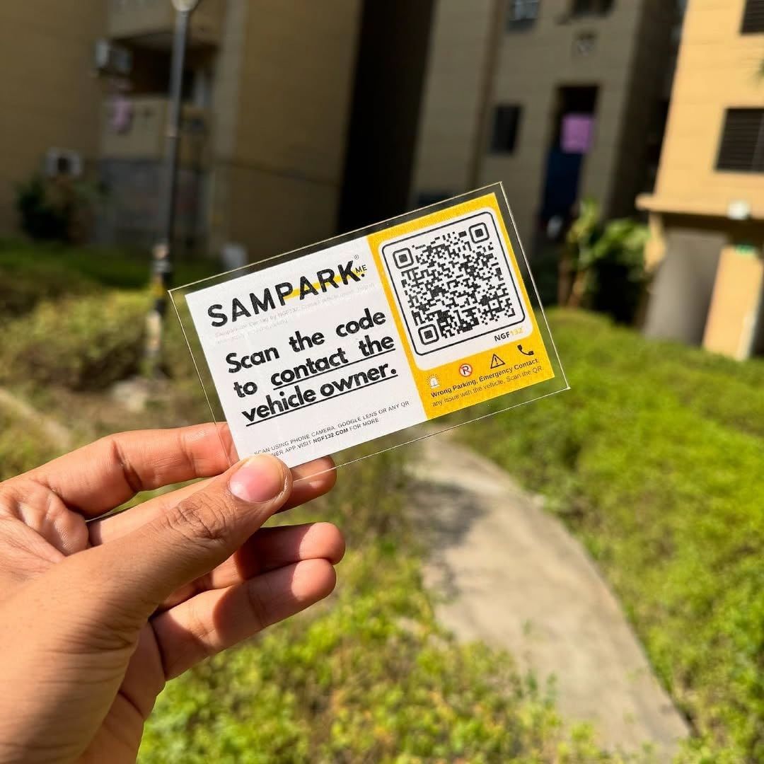 Sampark.Me (NGF132) – CAR Parking Tag ,Receive car updates via SMS, WhatsApp, Phone Call, Video Call, or GPS – with lifetime validity.