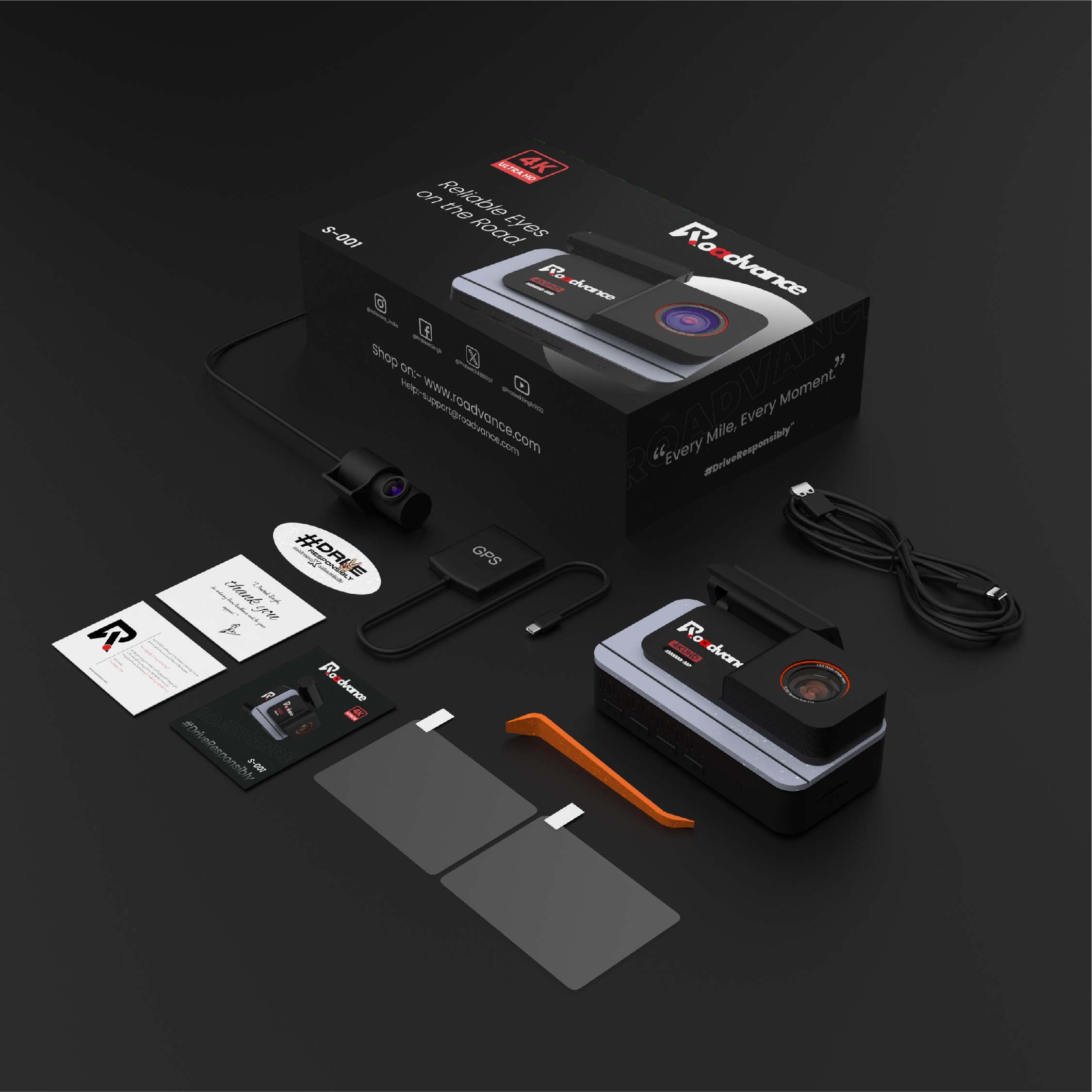 DashCam 4K Front and Rear 1080P, Sony STARVIS Sensor, WDR, Super Capacitor, Built-in WiFi, External GPS(max accuracy), Dual Dash Camera for Cars with Hardwire kit, Loop Recording, Night Vision, Parking Mode, Smart App Control