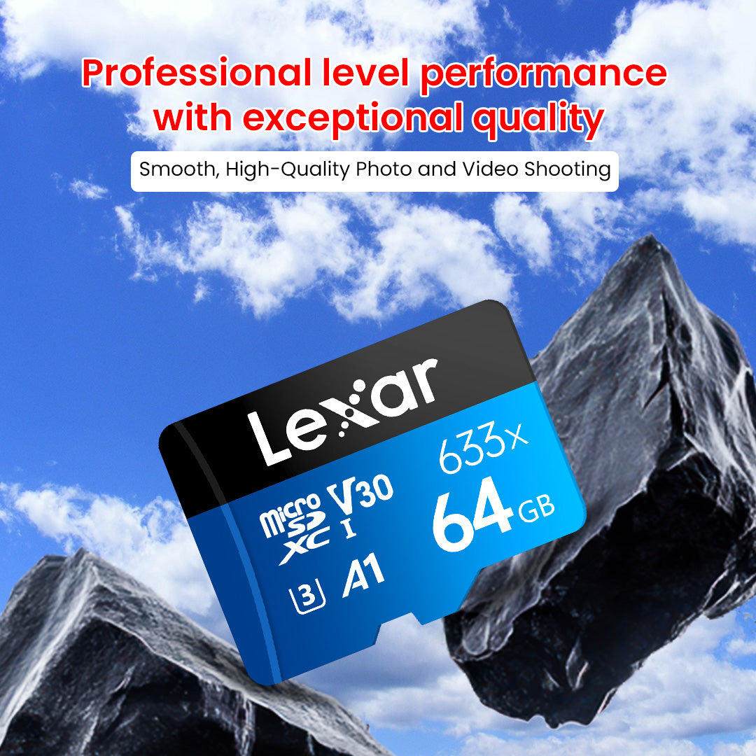 Lexar 64gb High-Performance 633x UHS-I microSDXC Memory Card With Dual Dashcam +Hardwire kit+ Parking Tag