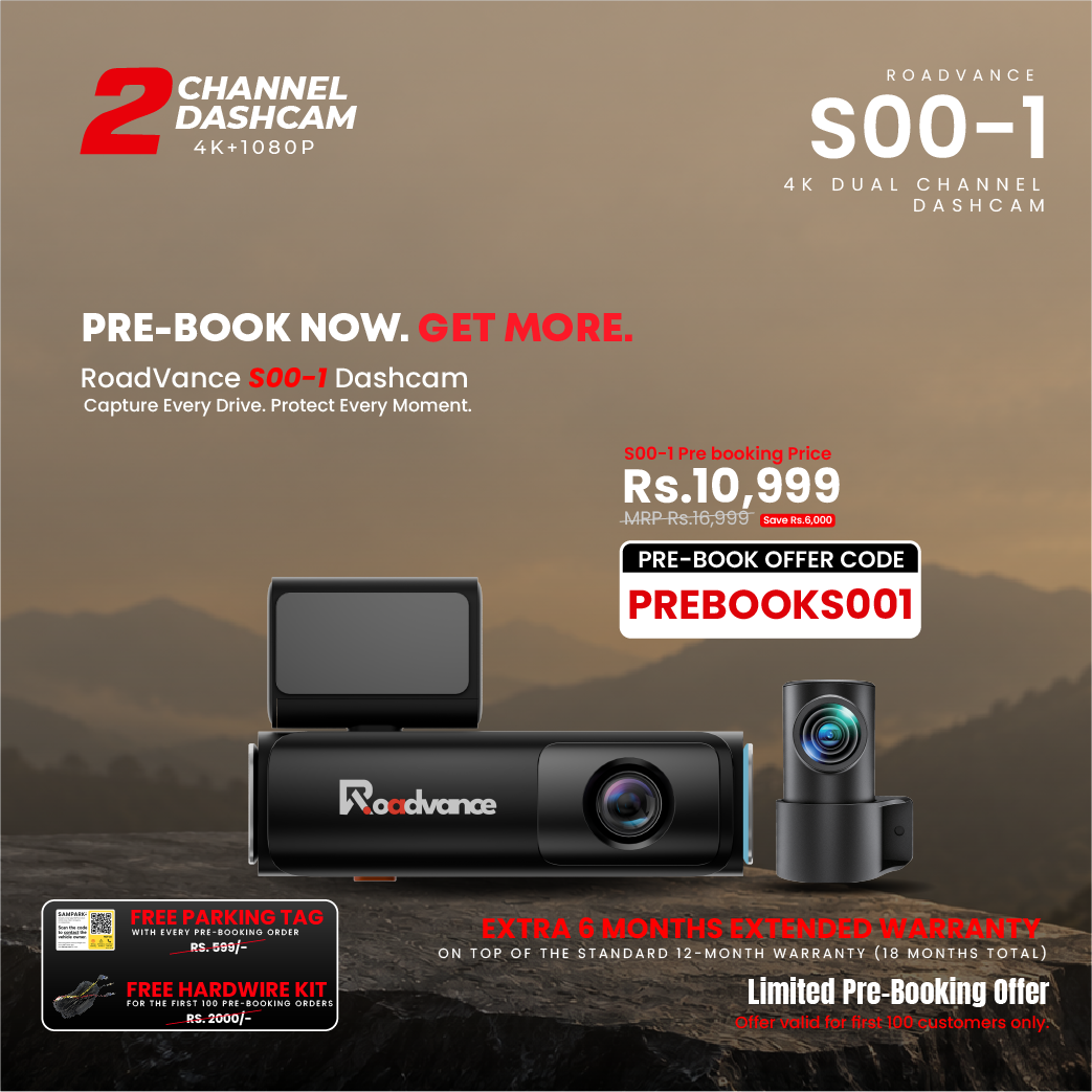 Roadvance S00-1 4K dual channel dashcam pre-booking offer