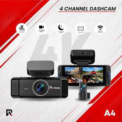 Roadvance A4 4 channel 4K dashcam with screen and rear camera