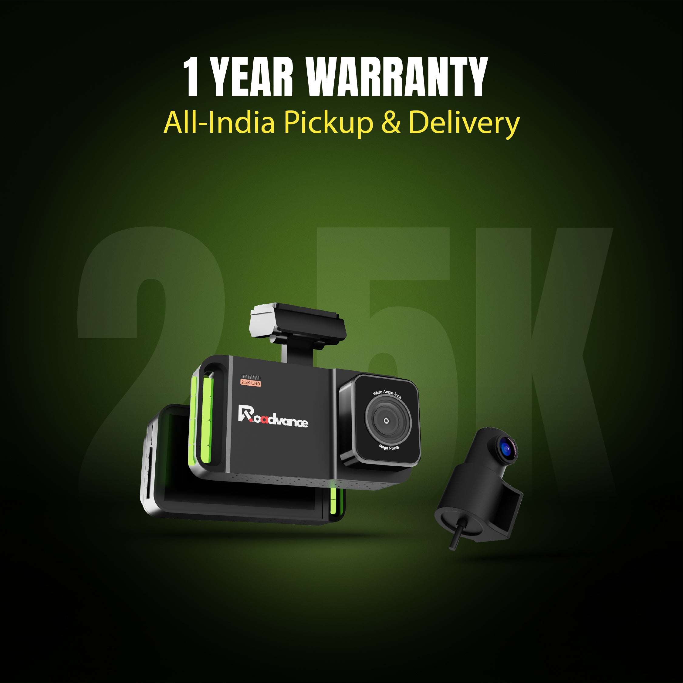 Pre-book Roadvance S-003 2.5K Dual Channel Dashcam | Front & Rear Recording | Wide Angle Lens | Loop Recording | Night Vision | G-Sensor | Free Hardwirekit