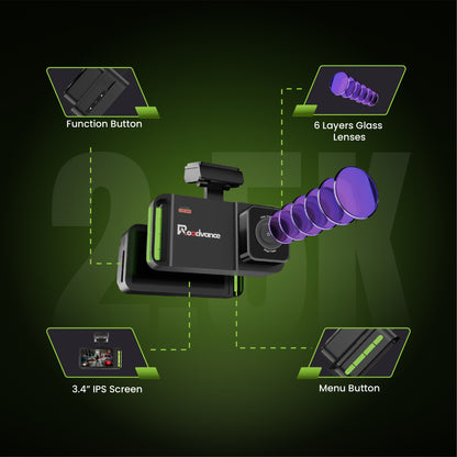 Pre-book Roadvance S-003 2.5K Dual Channel Dashcam | Front & Rear Recording | Wide Angle Lens | Loop Recording | Night Vision | G-Sensor | Free Hardwirekit