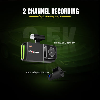 Pre-book Roadvance S-003 2.5K Dual Channel Dashcam | Front & Rear Recording | Wide Angle Lens | Loop Recording | Night Vision | G-Sensor | Free Hardwirekit