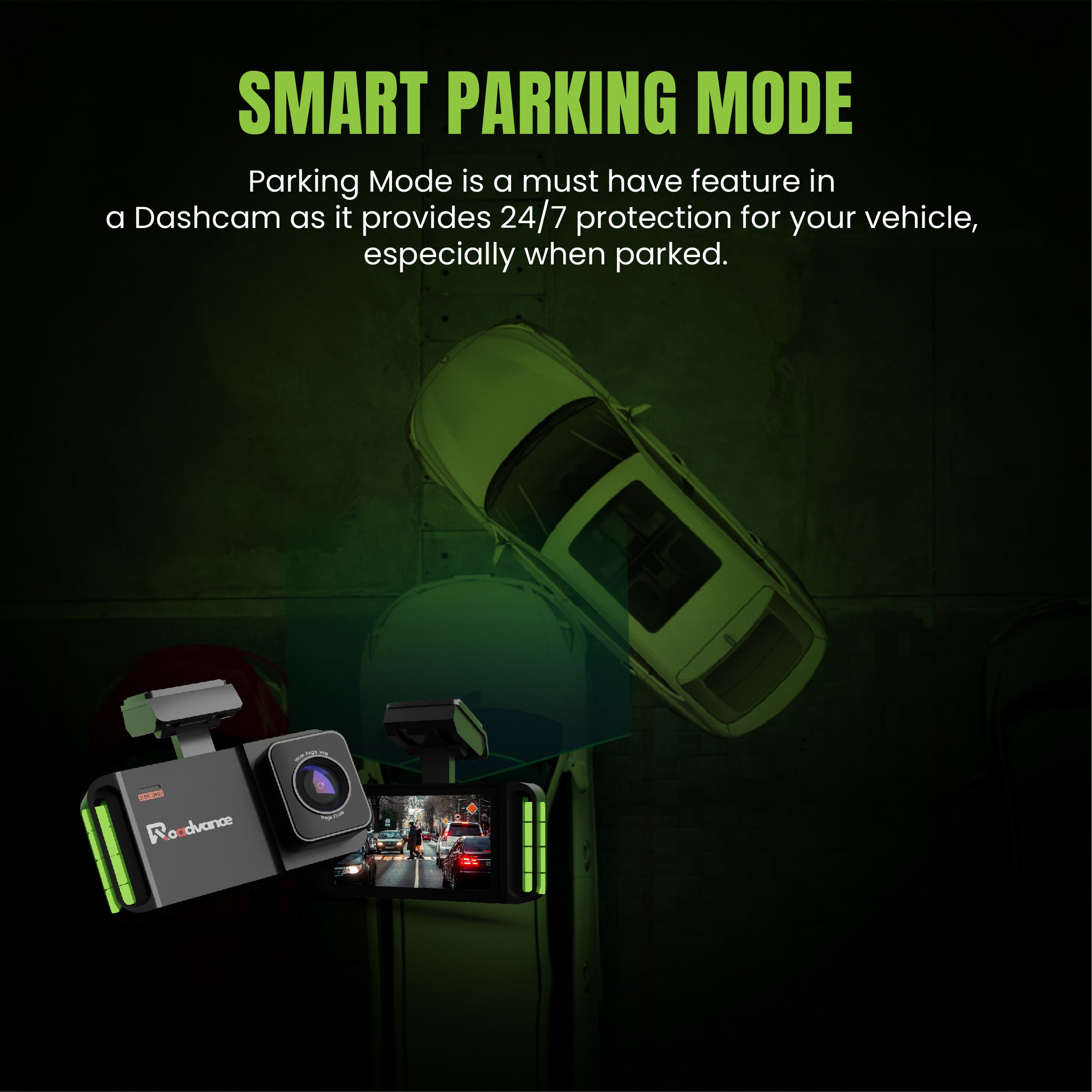 Pre-book Roadvance S-003 2.5K Dual Channel Dashcam | Front & Rear Recording | Wide Angle Lens | Loop Recording | Night Vision | G-Sensor | Free Hardwirekit