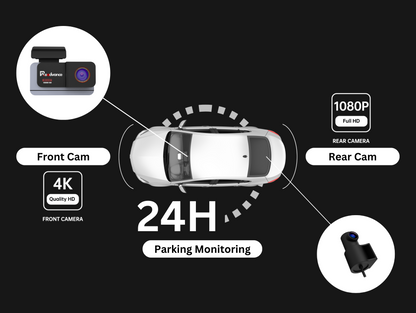 DashCam 4K Front and Rear 1080P, Sony STARVIS IMX335 Sensor, WDR, Super Capacitor, Built-in WiFi, External GPS(max accuracy), Dual Dash Camera for Cars with Hardwire kit, Loop Recording, Night Vision, Parking Mode, Smart App Control