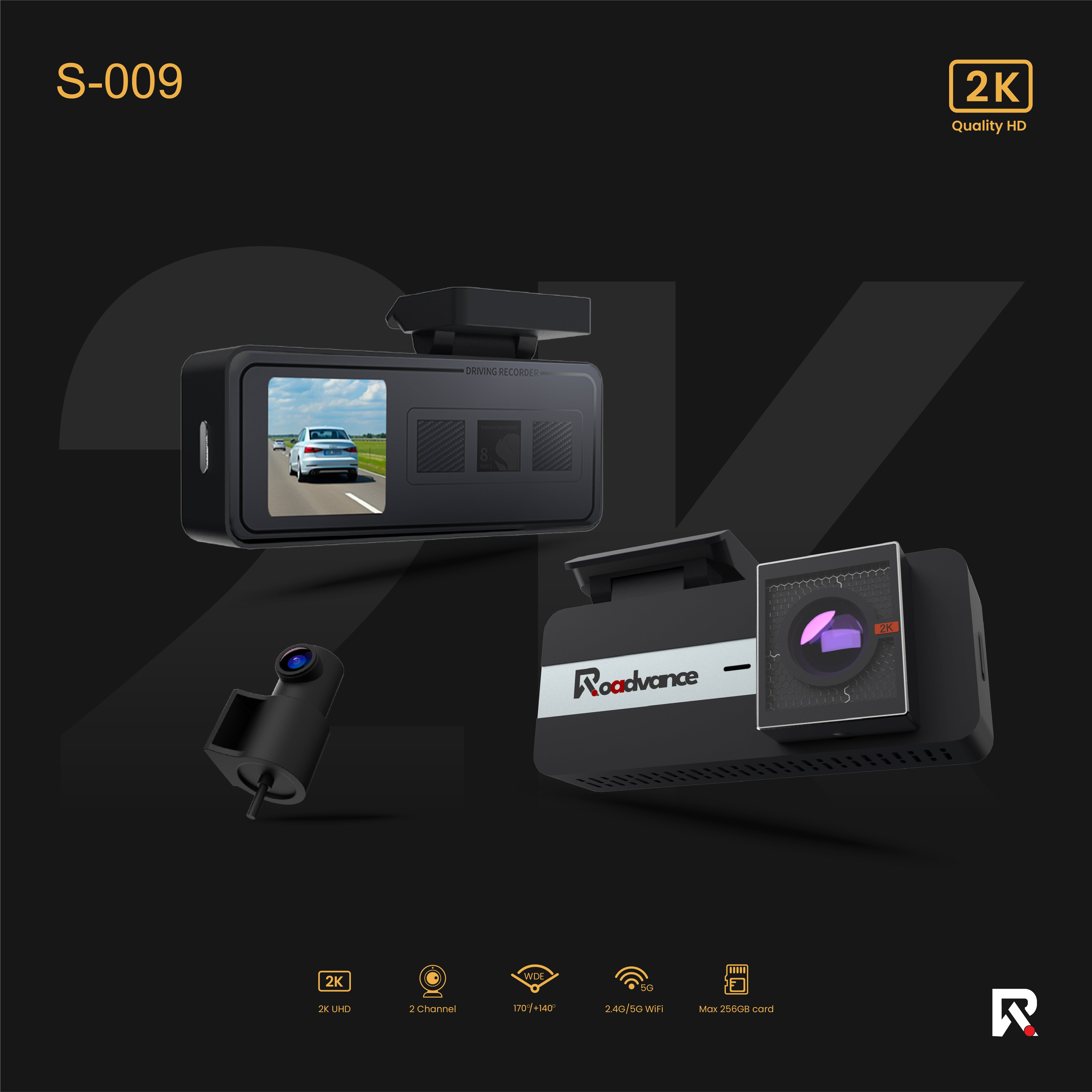 2K Dual Dash Cam Front & Rear | H.265 Compression, 256GB Support, Seamless Loop Recording, in Built wifi, App support