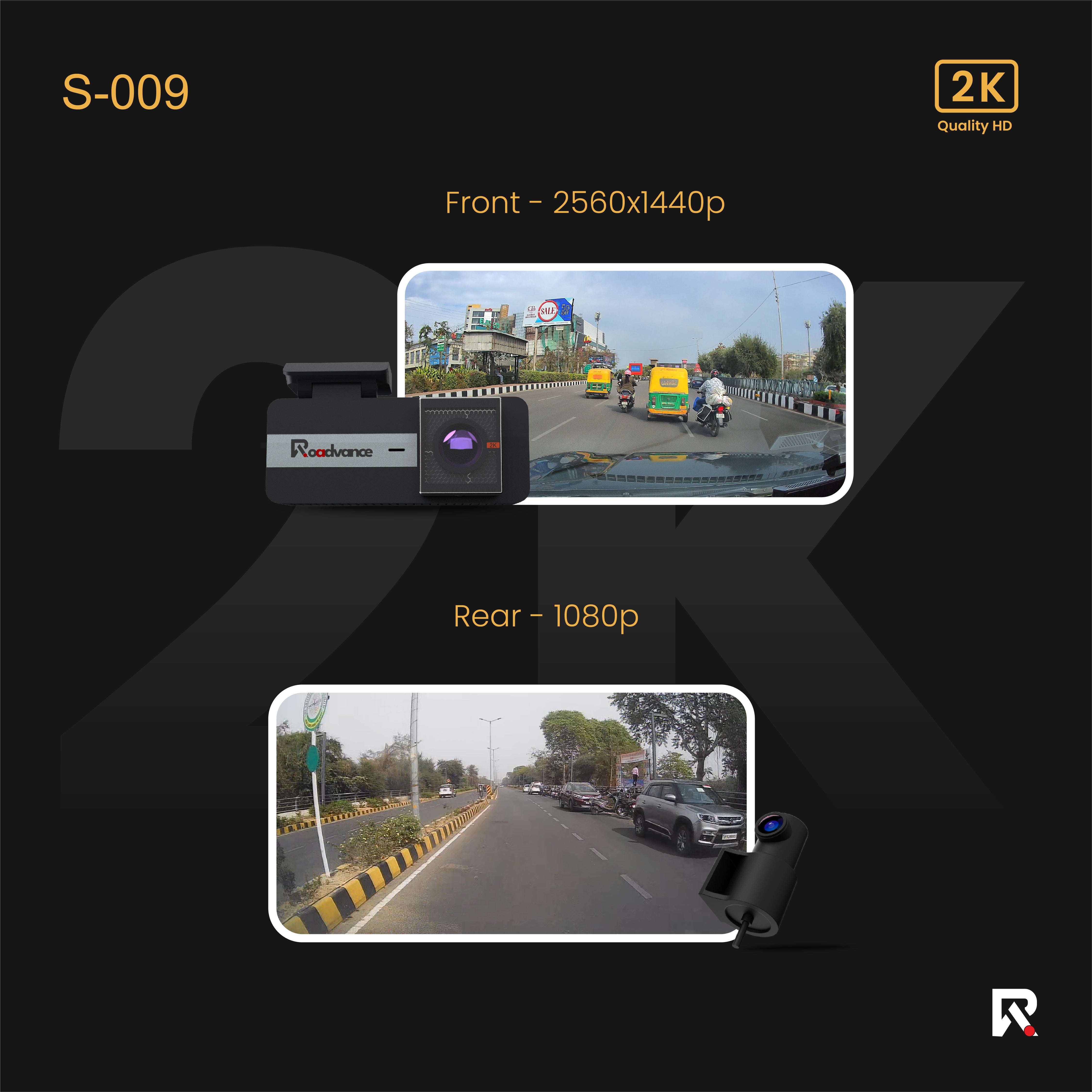 2K Dual Dash Cam Front & Rear | H.265 Compression, 256GB Support, Seamless Loop Recording, in Built wifi, App support
