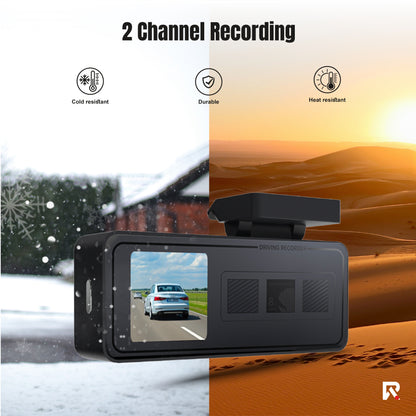 2K Dual Dash Cam Front & Rear | H.265 Compression, 256GB Support, Seamless Loop Recording, in Built wifi, App support With Memory Card