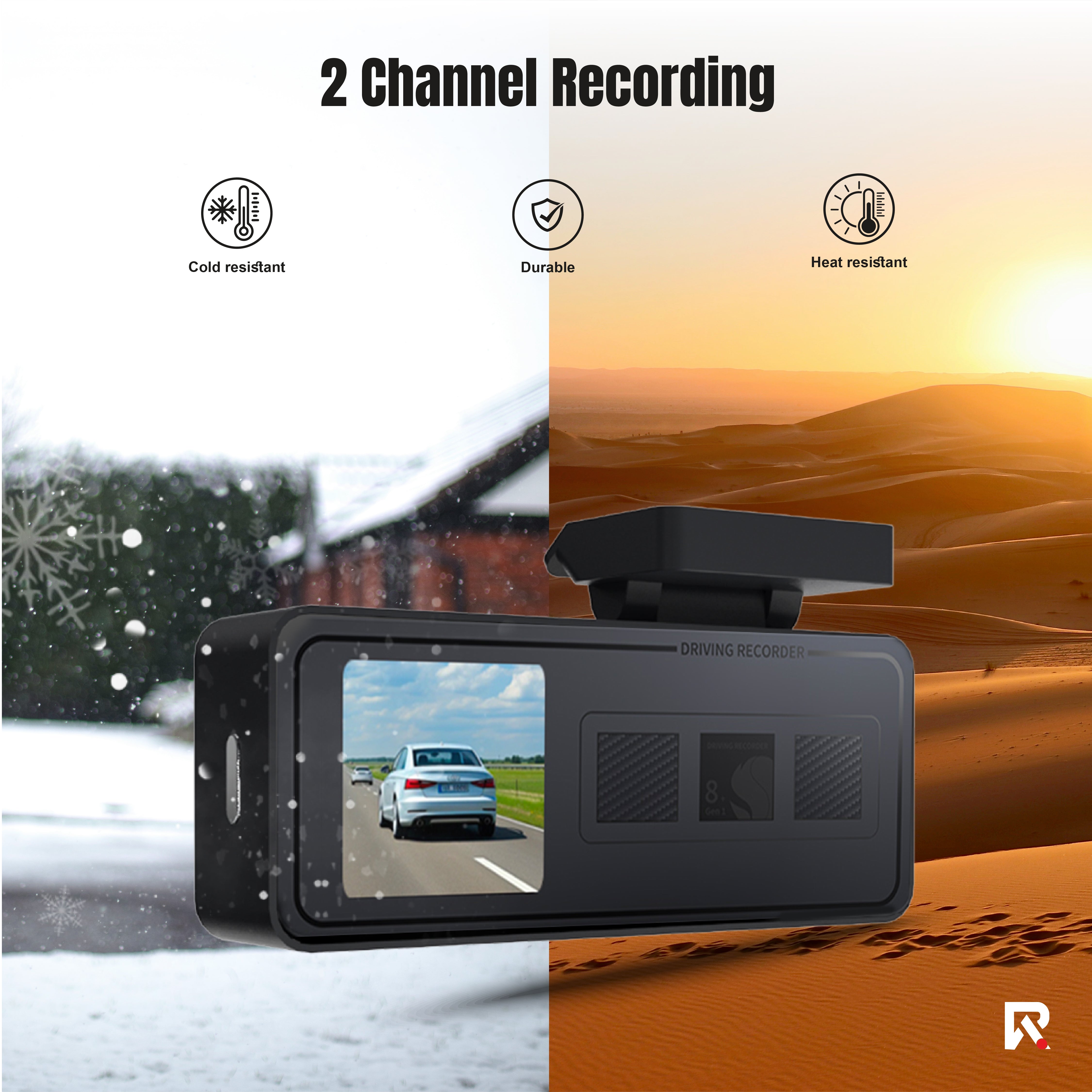 2K Dual Dash Cam Front & Rear | H.265 Compression, 256GB Support, Seamless Loop Recording, in Built wifi, App support With Memory Card