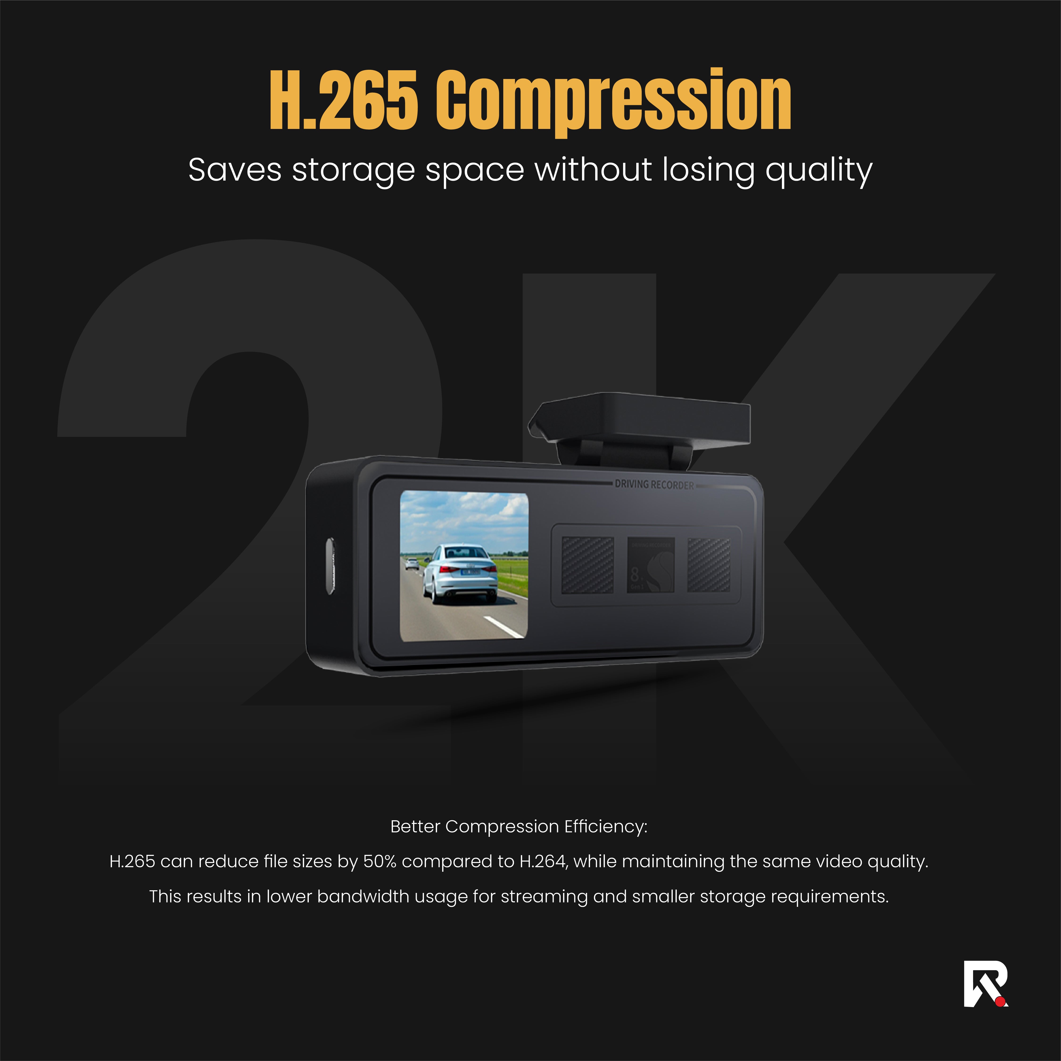 2K Dual Dash Cam Front & Rear | H.265 Compression, 256GB Support, Seamless Loop Recording, in Built wifi, App support