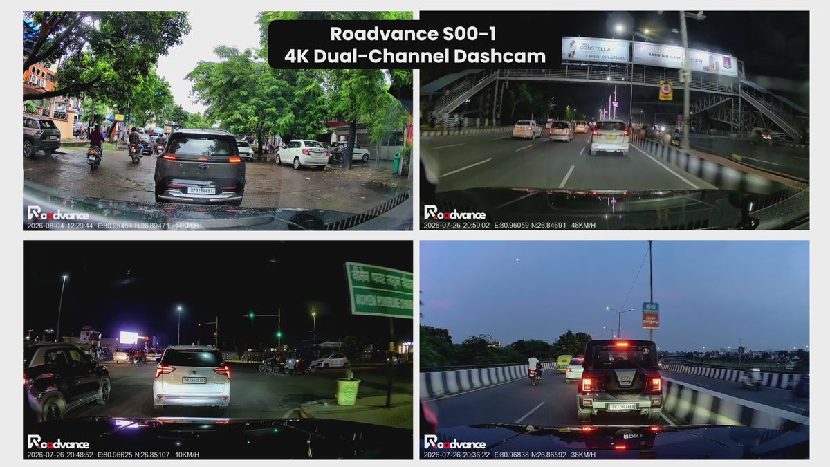 Roadvance S00-1 real sample footage: 4K day, dusk and night recording