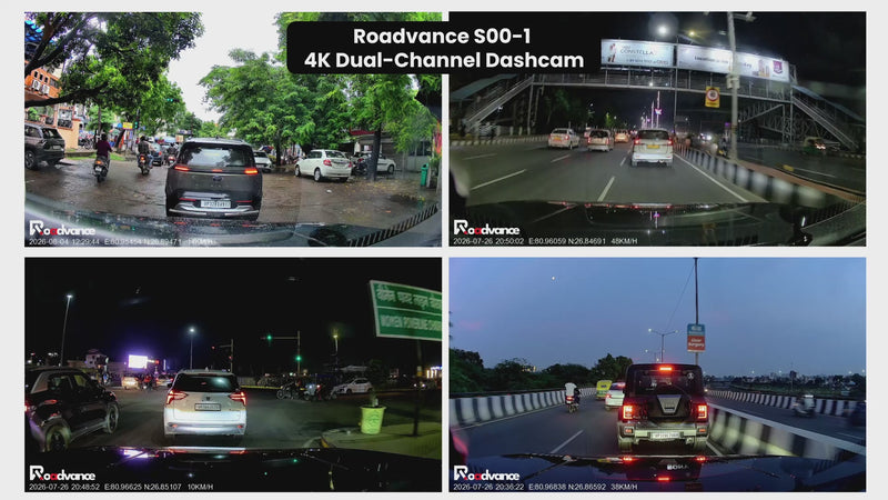 Roadvance S00-1 real sample footage: 4K day, dusk and night recording