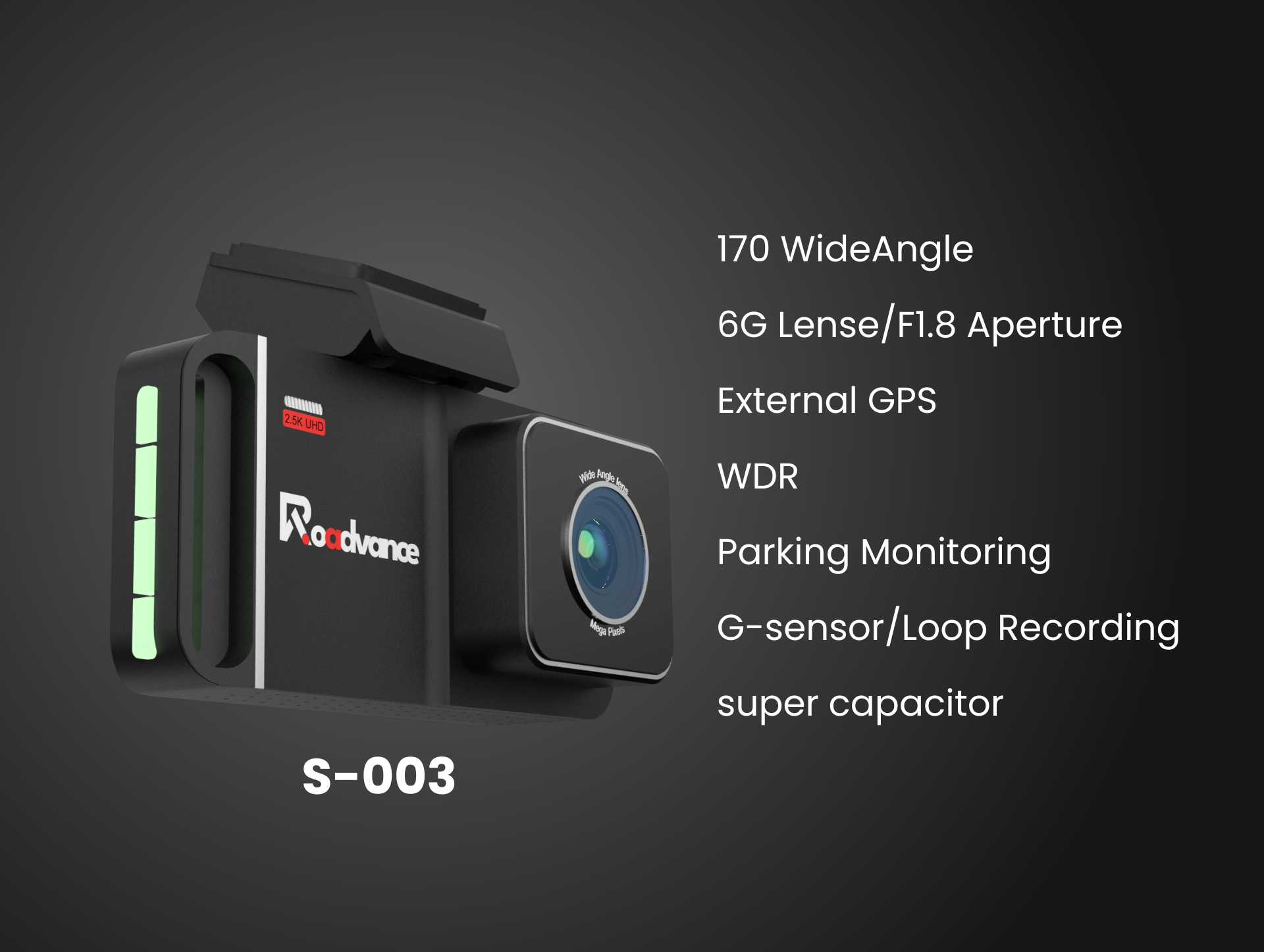 RoAdvance DashCam 2.5K Front & 1080p Rear, WiFi Smart App Control, WDR, Voice command, SuperCapacitor, with Hardwire kit, Loop Recording, Night Vision, Parking Mode