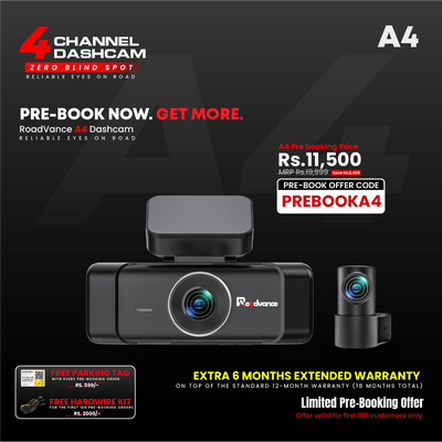Roadvance A4 4-channel 4K dashcam pre-booking offer ₹11,500