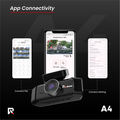 Roadvance A4 dashcam Roadvance app connectivity