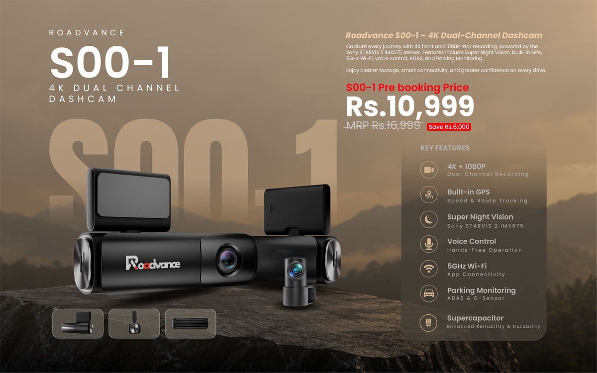 Roadvance S00-1 4K dashcam pre-booking banner